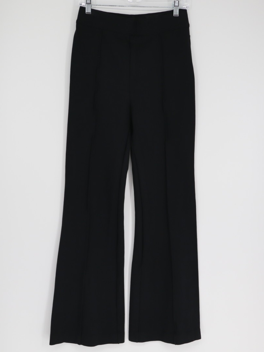 SPANX Womens Black Stretch Flare Pants Size Medium Pleat Minimalist High Rise